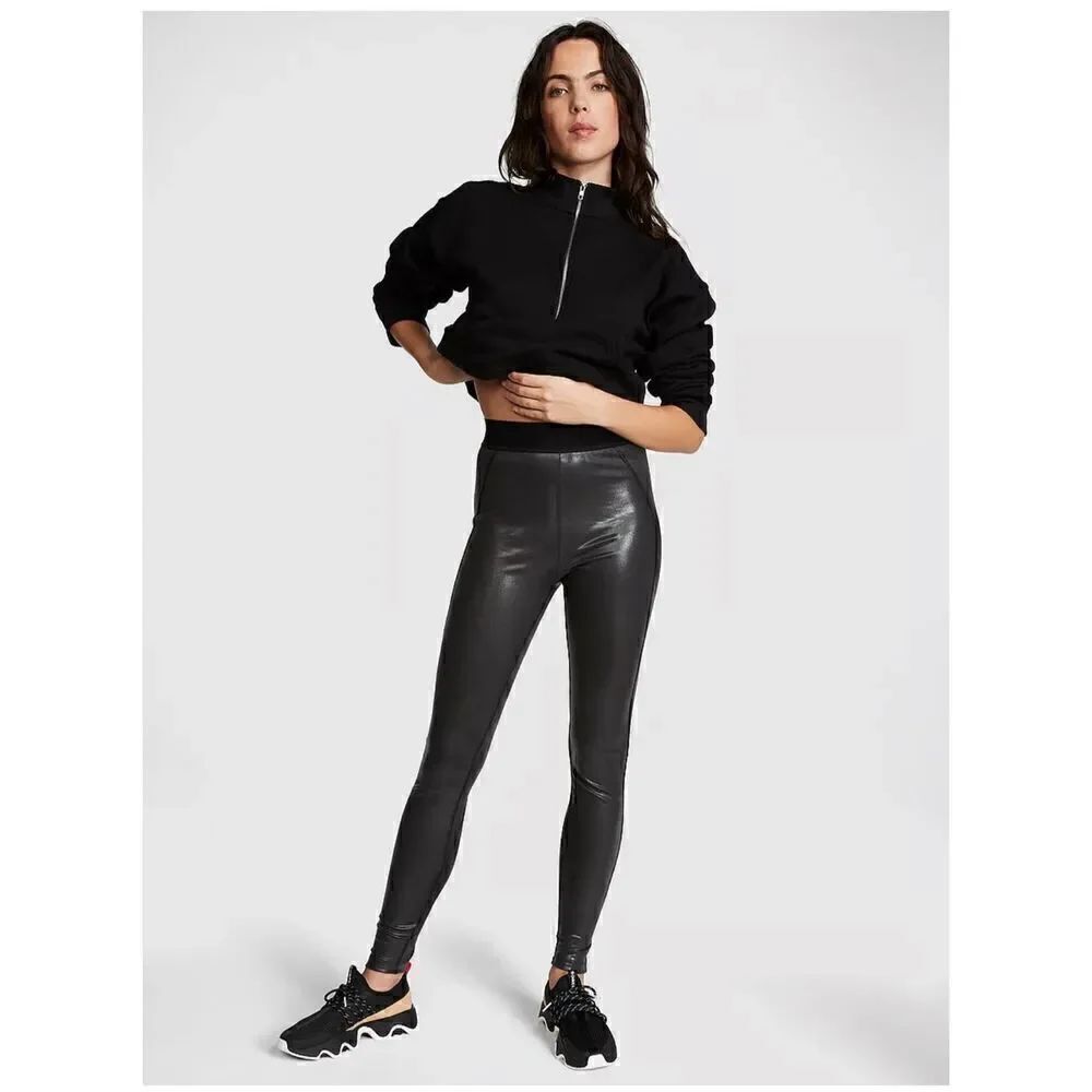Vs Pink Leggings xxl wet look shiny faux leather shimmer